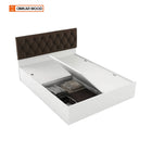 OmkarWood Premium Queen Size Bed with Cushioned Headboard & Box Storage Frosty White