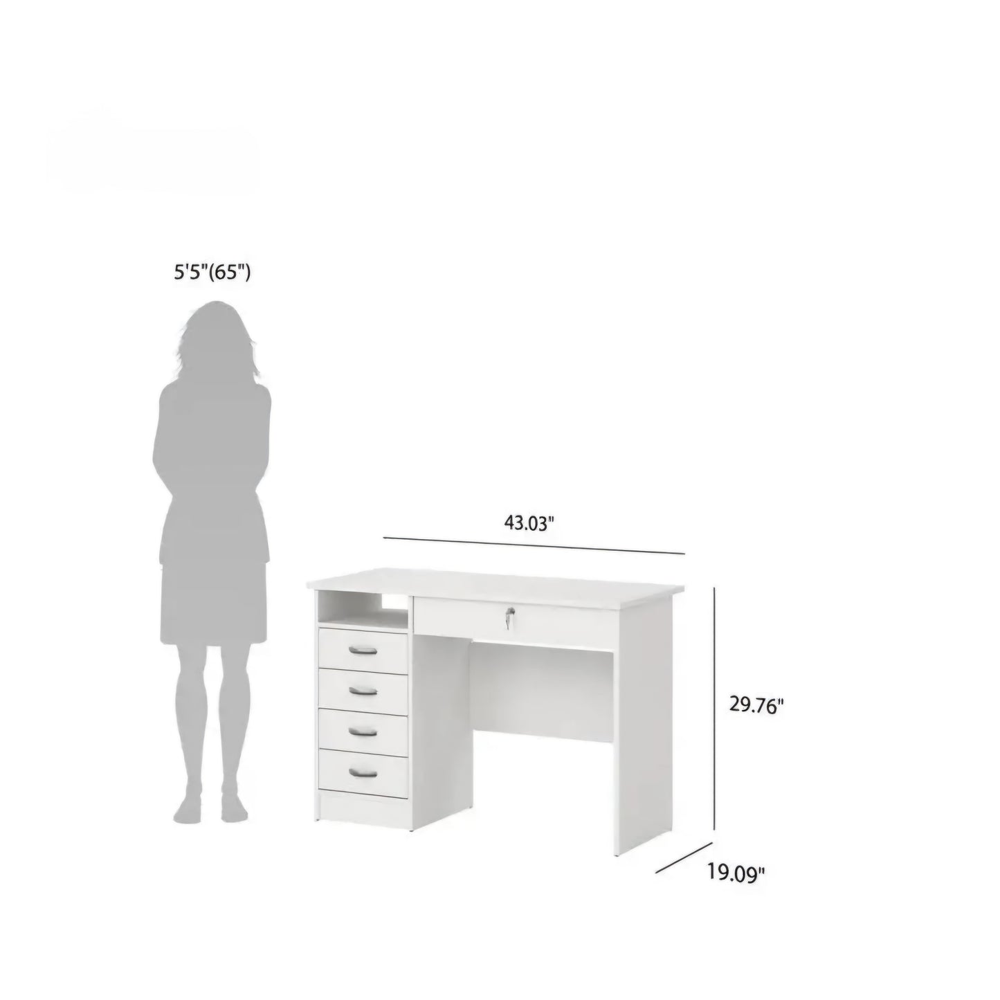 OmkarWood EliteSpace Study Table – Premium Engineered Wood Desk with Storage Drawers (White Finish)