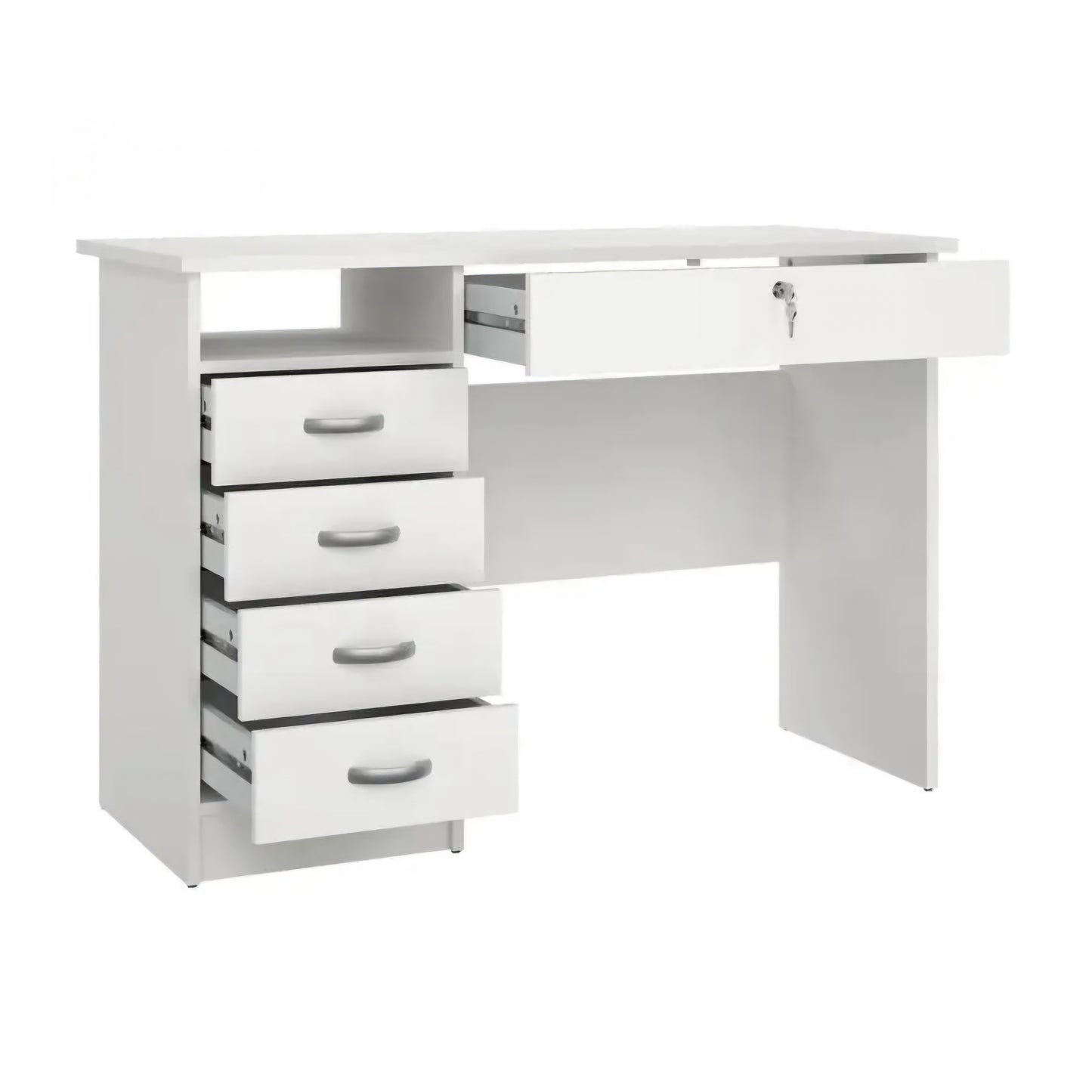 OmkarWood EliteSpace Study Table – Premium Engineered Wood Desk with Storage Drawers (White Finish)