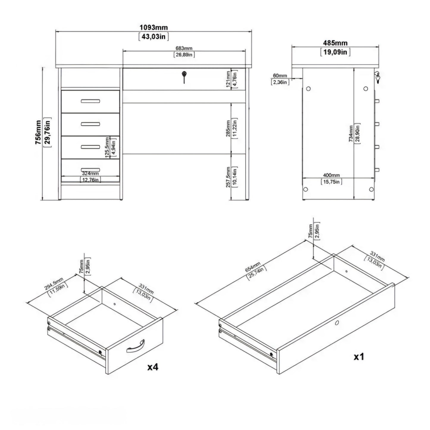 OmkarWood EliteSpace Study Table – Premium Engineered Wood Desk with Storage Drawers (White Finish)