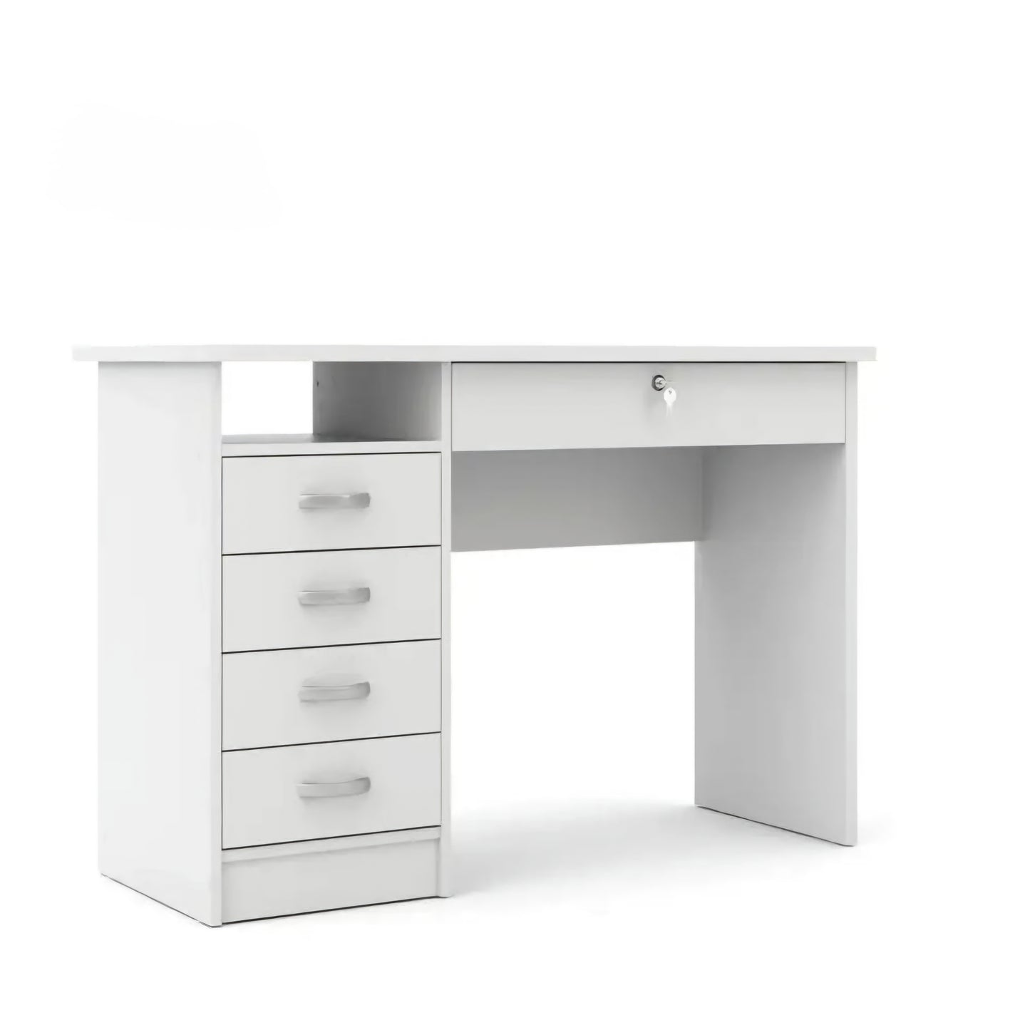 OmkarWood EliteSpace Study Table – Premium Engineered Wood Desk with Storage Drawers (White Finish)