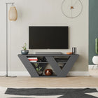 Omkarwood Kirstin 110 cm Modern V-Leg TV Unit – Grey Finish