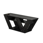 Omkarwood Kirstin 110 cm TV Unit – Marble Black Finish | Modern V-Leg Entertainment Stand