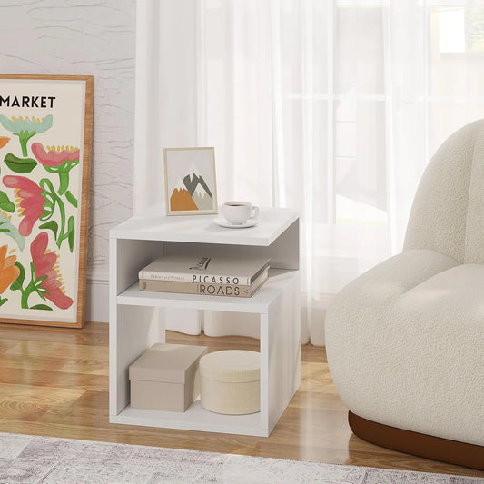 Mugdha Modern Bedside Table with Multi-Level Storage by OmkarWood Furniture