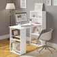 OmkarWood Nashira L-Shaped Study Desk with 4-Tier Bookshelf & Side Storage – 121 cm