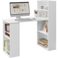 OmkarWood Nashira L-Shaped Study Desk with 4-Tier Bookshelf & Side Storage – 121 cm