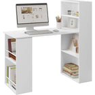 OmkarWood Nashira L-Shaped Study Desk with 4-Tier Bookshelf & Side Storage – 121 cm