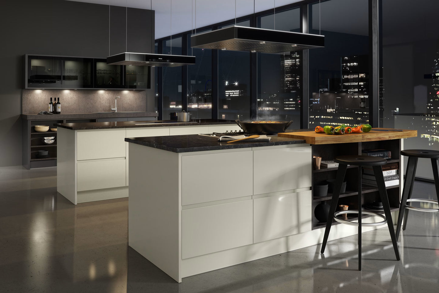 Handleless Kitchen in Cream & Charcoal