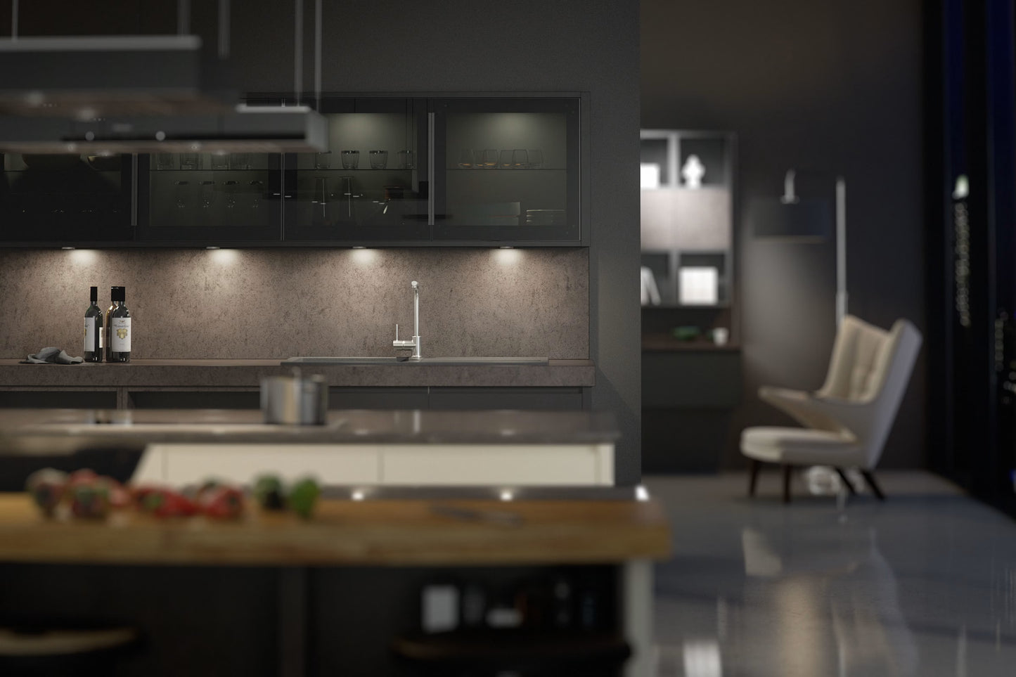 Handleless Kitchen in Cream & Charcoal