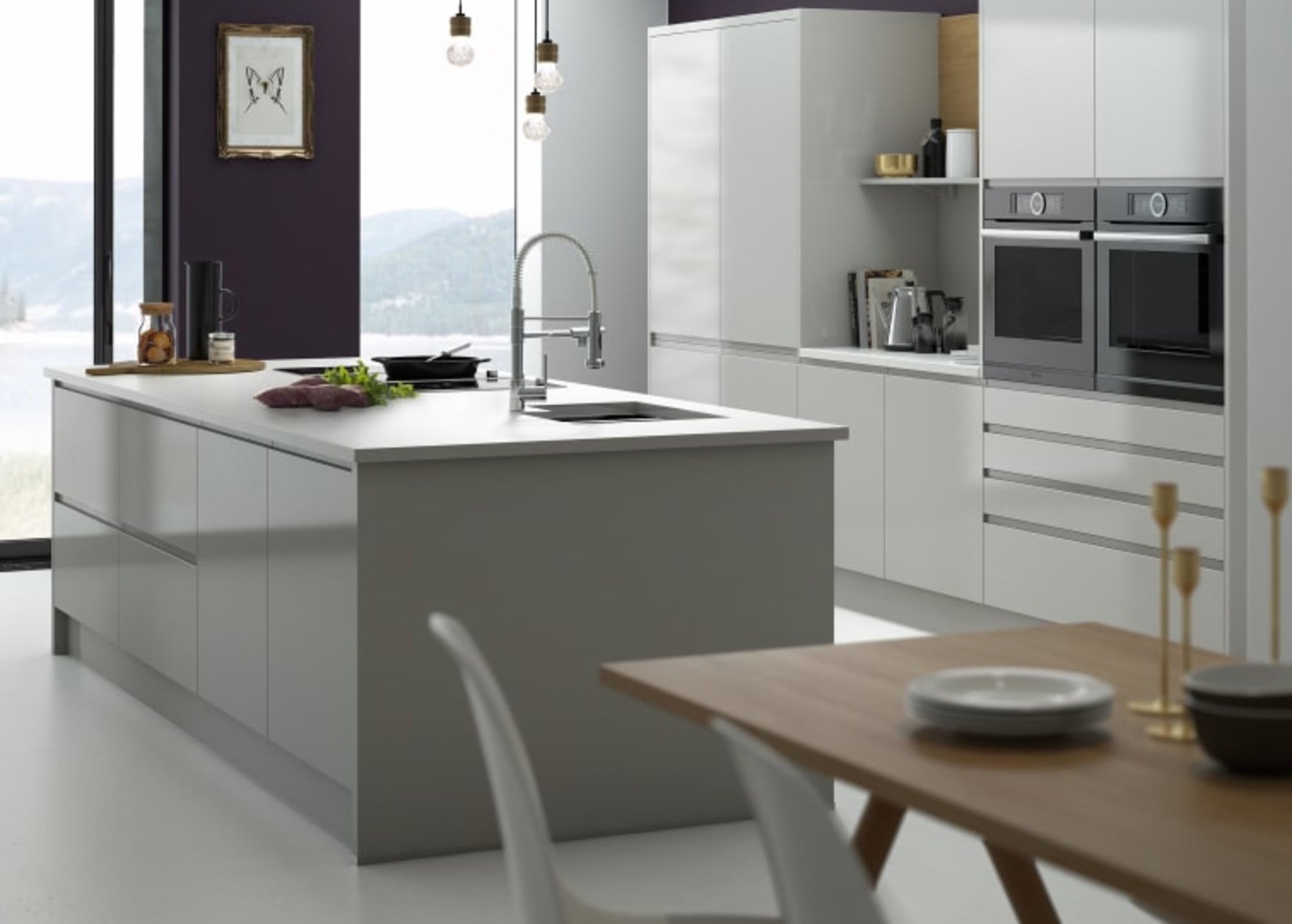 Handleless Kitchen in Pebble Grey