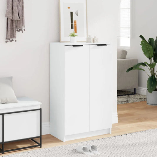 OmkarWood Premium Shoe Rack – 2-Door Cabinet for 12 Pairs (Engineered Wood, White Finish)