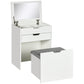 OmkarWood Compact Flip-Top Dressing Table with Cushioned Storage Stool – White Matte Finish