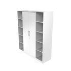 Modern 2-Door Wardrobe with Open Side Shelves & Drawer Storage (6x7 Feet)