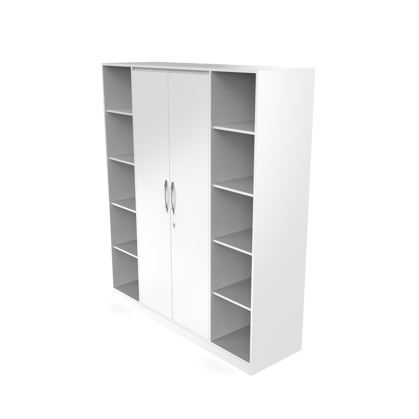Modern 2-Door Wardrobe with Open Side Shelves & Drawer Storage (6x7 Feet)