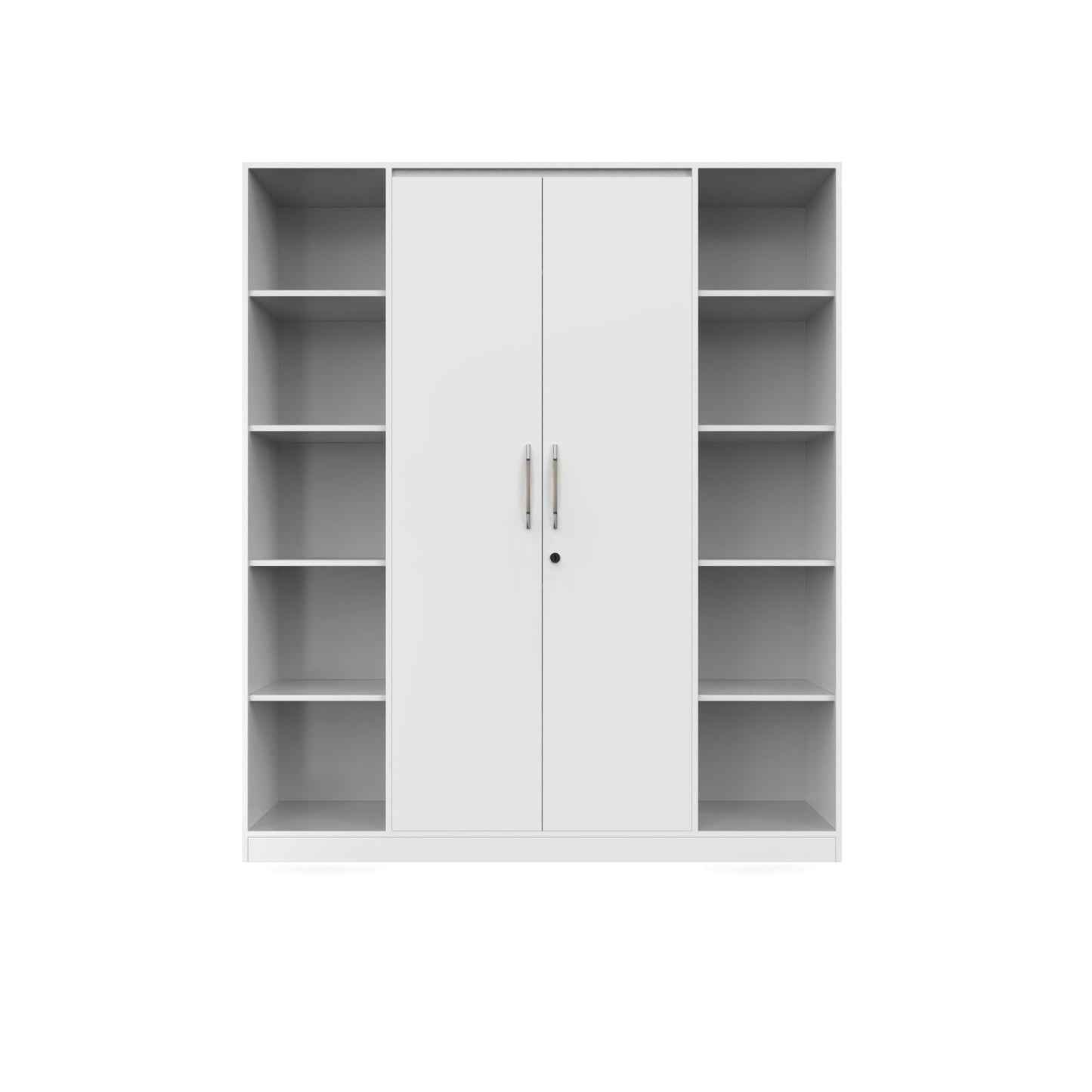 Modern 2-Door Wardrobe with Open Side Shelves & Drawer Storage (6x7 Feet)