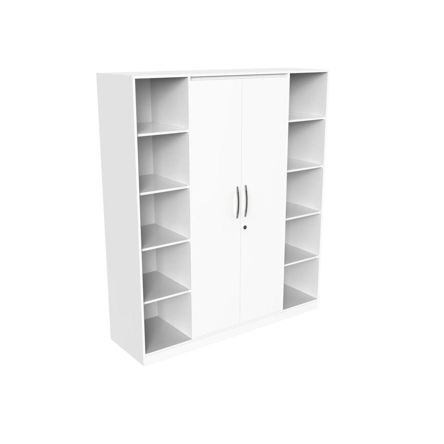 Modern 2-Door Wardrobe with Open Side Shelves & Drawer Storage (6x7 Feet)