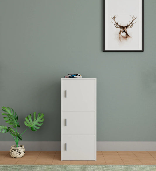 OmkarWood Prestige 3-Tier File Cabinet – White Elegance Series