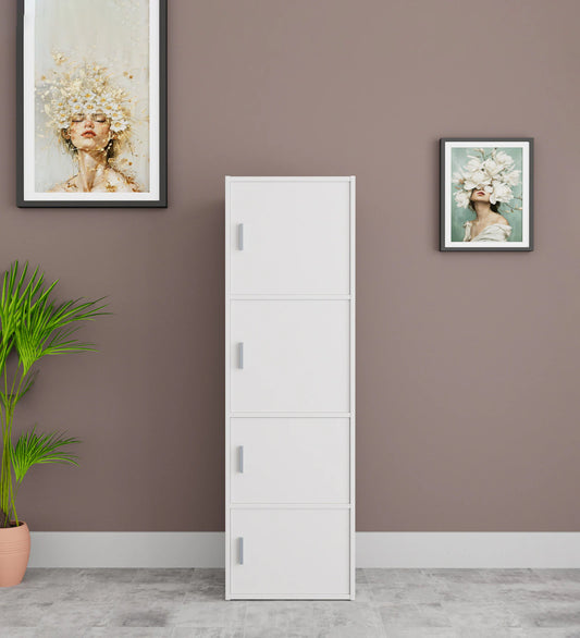 OmkarWood Prestige 4-Tier File Cabinet – White Elegance Series