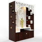 OmkarWood KrishnaAura Designer Floor Pooja Mandir with LED Panel & Feather Motif