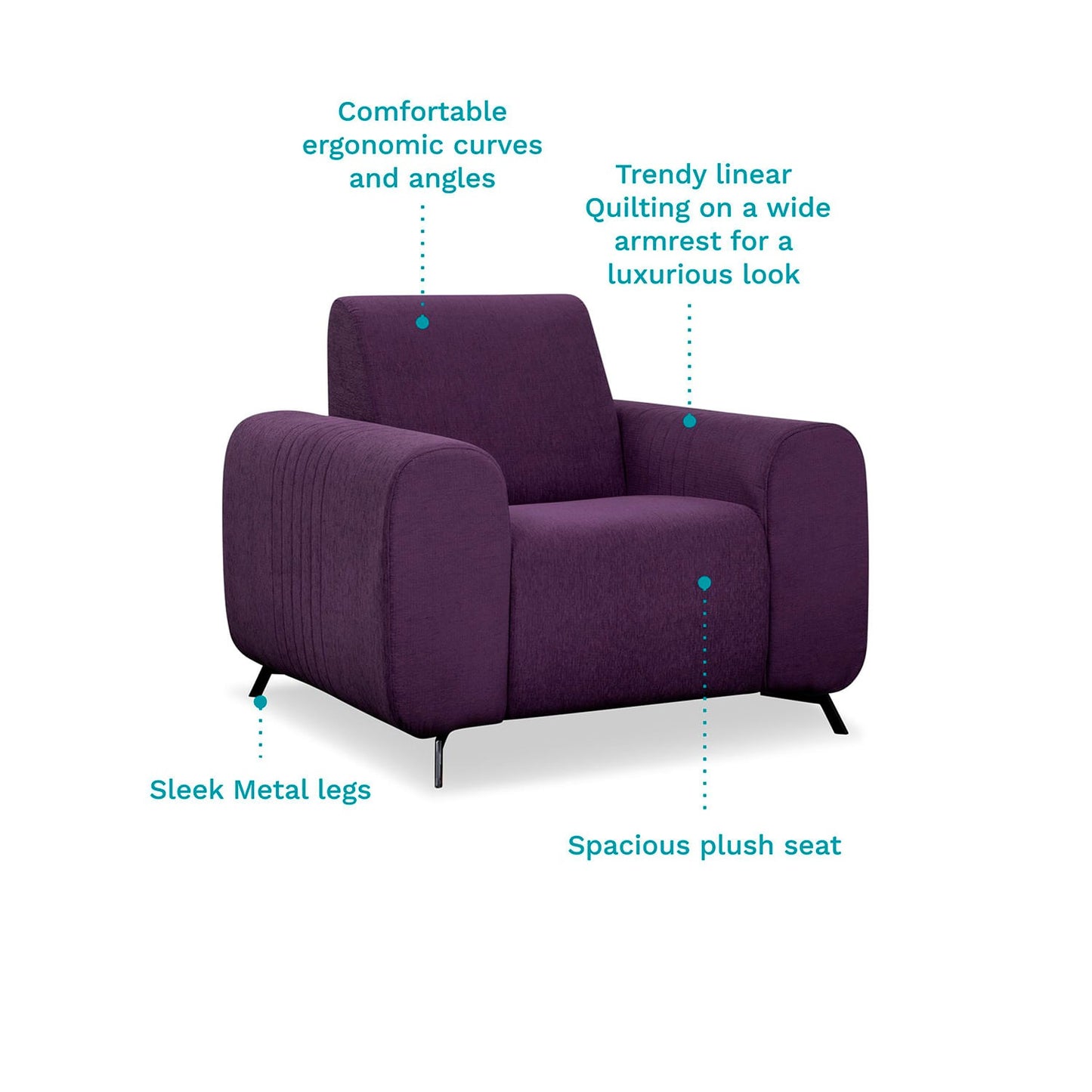 Purple Berry Fabric 3+1+1 Sofa Set – Modern Comfort & Stylish Living Room Furniture