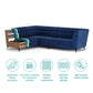 Sapphire Blue Velvet Fabric L-Shape Sofa – Modern Corner Sofa for Living Room