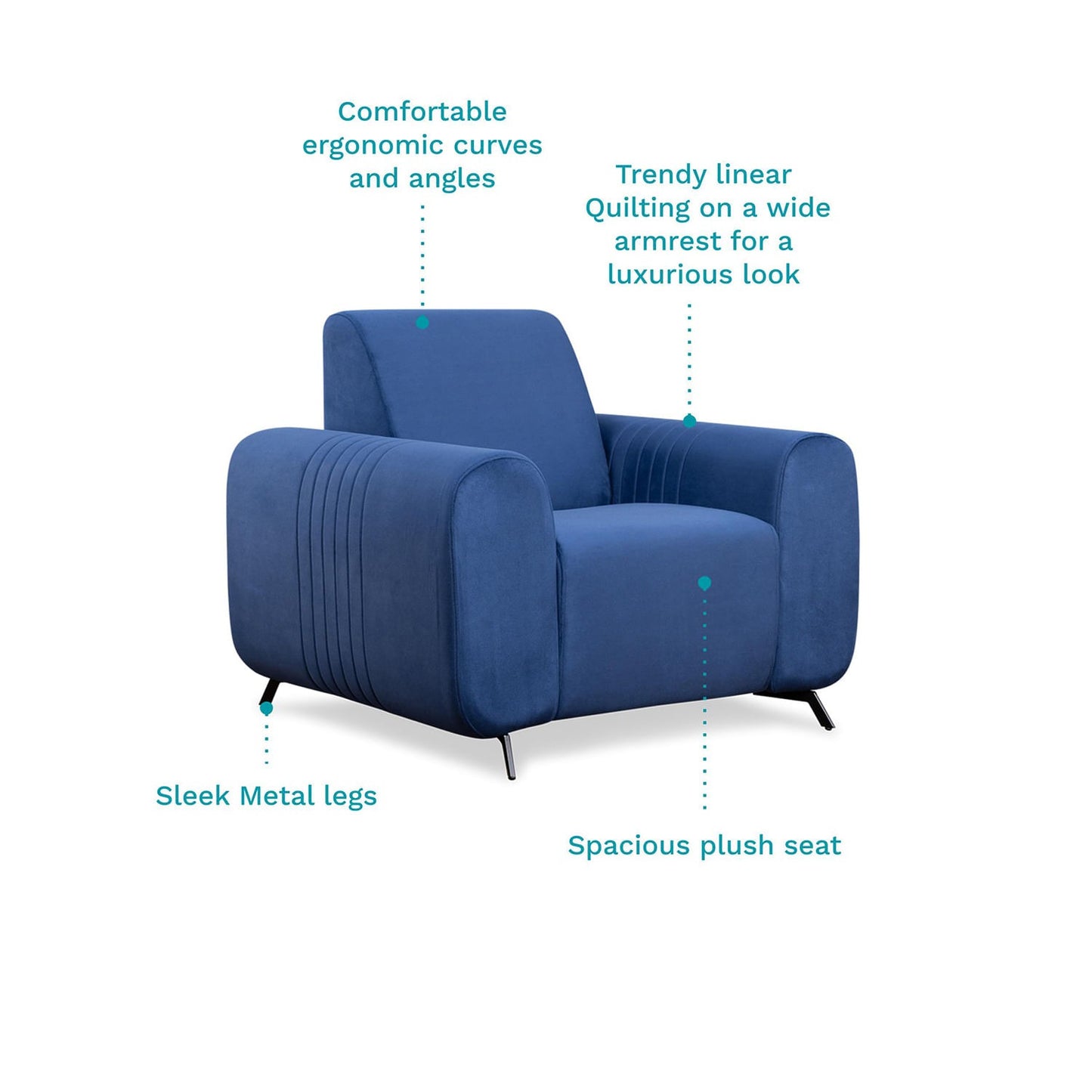 Sapphire Blue Velvet 3+1+1 Sofa Set – Luxurious Comfort & Modern Design