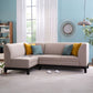 L-Shaped Fabric Sofa in Elegant Beige with Solid Wood Base