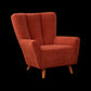 Rust Orange Fabric Accent Chair with Footstool – Ergonomic Comfort & Modern Style