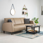 Sand Beige Leatherette 3-Seater Sofa – Modern Comfort & Elegant Design