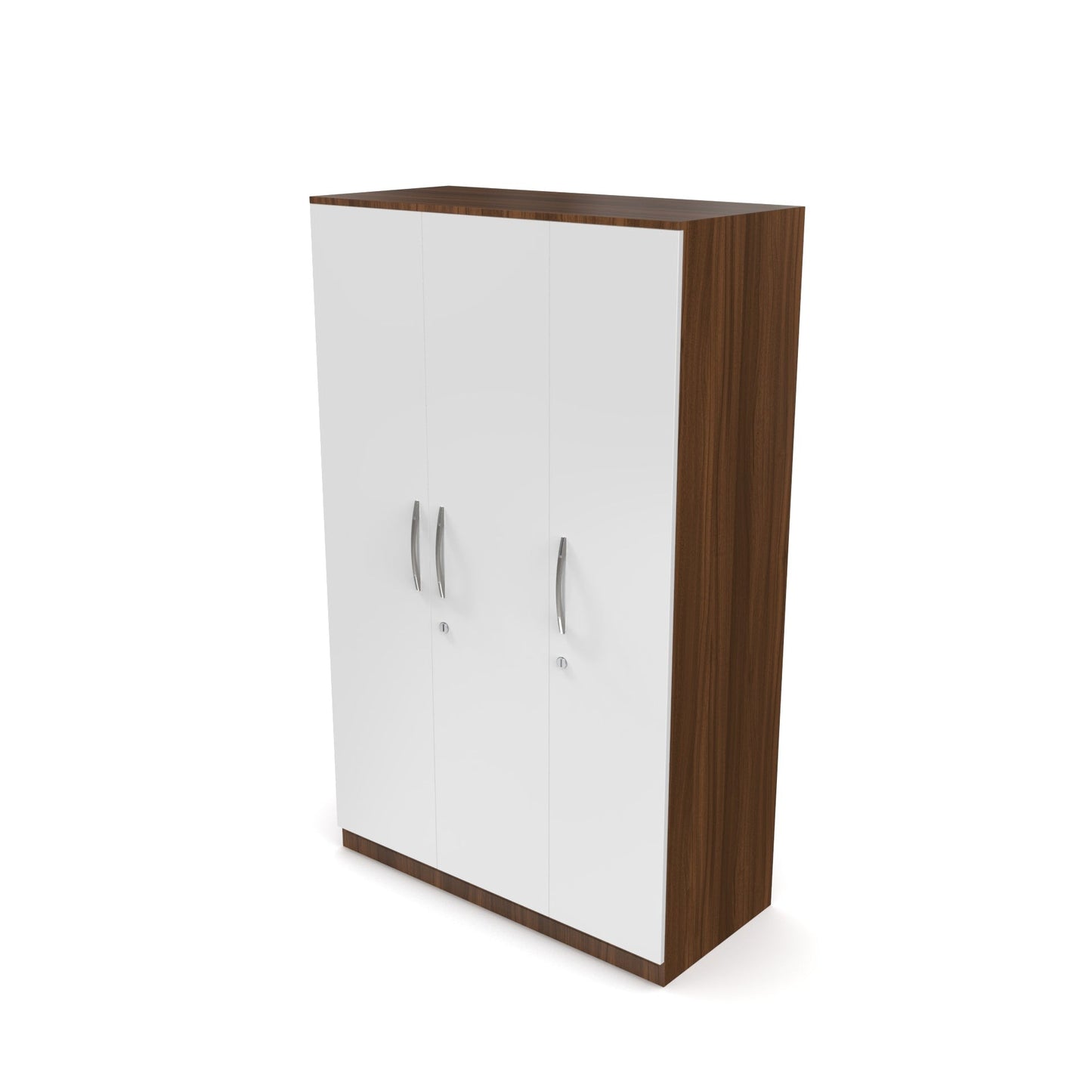 Modern 3-Door Wardrobe with White & Walnut Finish