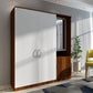 Large Wardrobe cum Dresser | Walnut and Frosty White Without Mirror