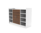Grandeur Multi-Shelf Shoe Cabinet with Dual Doors & Open Shelves