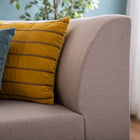 L-Shaped Fabric Sofa in Elegant Beige with Solid Wood Base