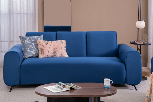 Sapphire Blue Velvet 3+1+1 Sofa Set – Luxurious Comfort & Modern Design