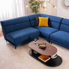 Sapphire Blue Velvet Fabric L-Shape Sofa – Modern Corner Sofa for Living Room