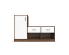Contemporary Shoe Rack with Side Cabinet & Dual Drawers