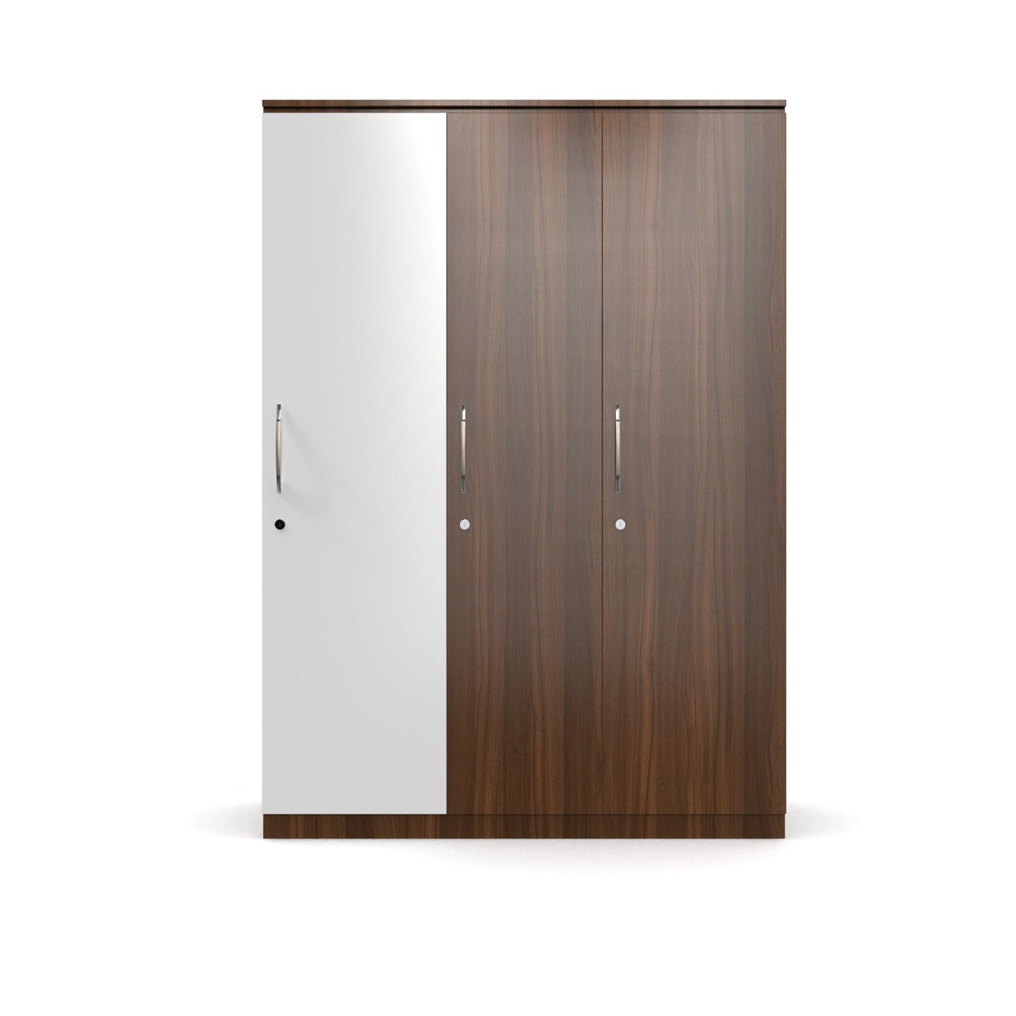 OmkarWood 3 Door Wardrobe with Hanging Space & Shelves