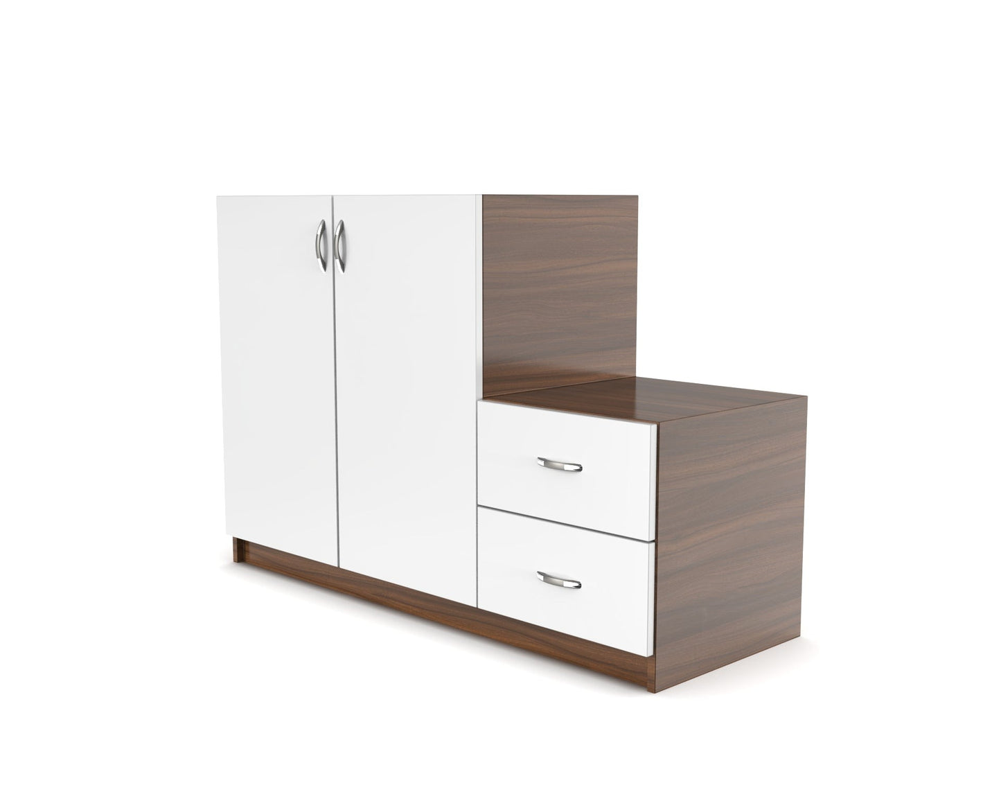 Dual Section Shoe Cabinet with Storage Drawers