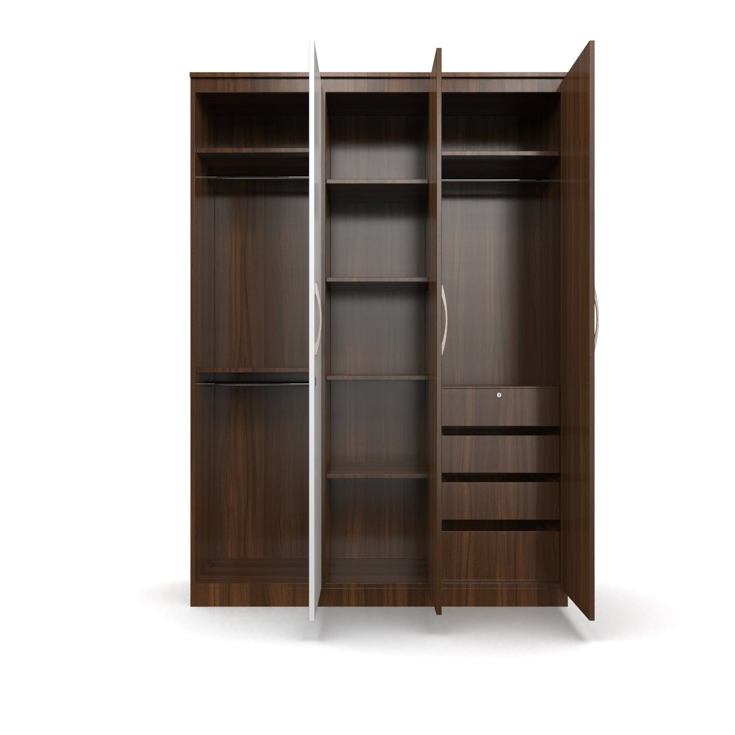 OmkarWood 3 Door Wardrobe with Hanging Space & Shelves