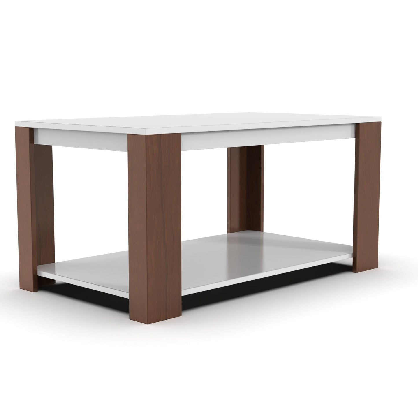 Modern Two-Tone Coffee Table with Storage Shelf