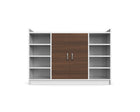 Grandeur Multi-Shelf Shoe Cabinet with Dual Doors & Open Shelves