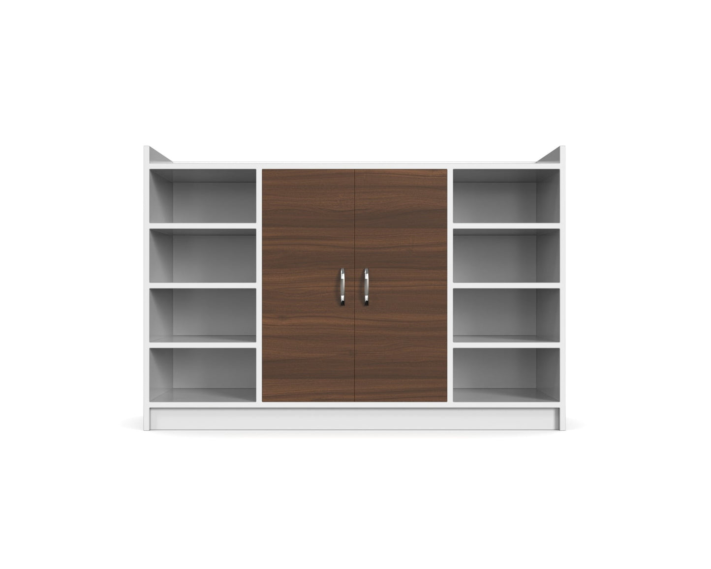Grandeur Multi-Shelf Shoe Cabinet with Dual Doors & Open Shelves