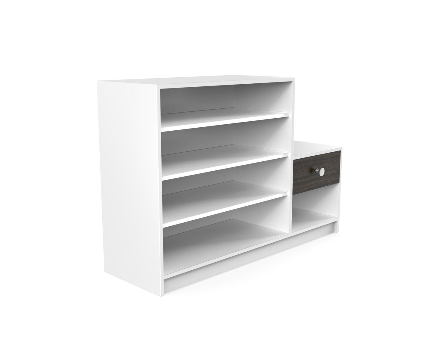 Wide Wooden Shoe Rack with Open Shelves & Storage Drawer – Footwear Organizer (Holds 11–16 Pairs)