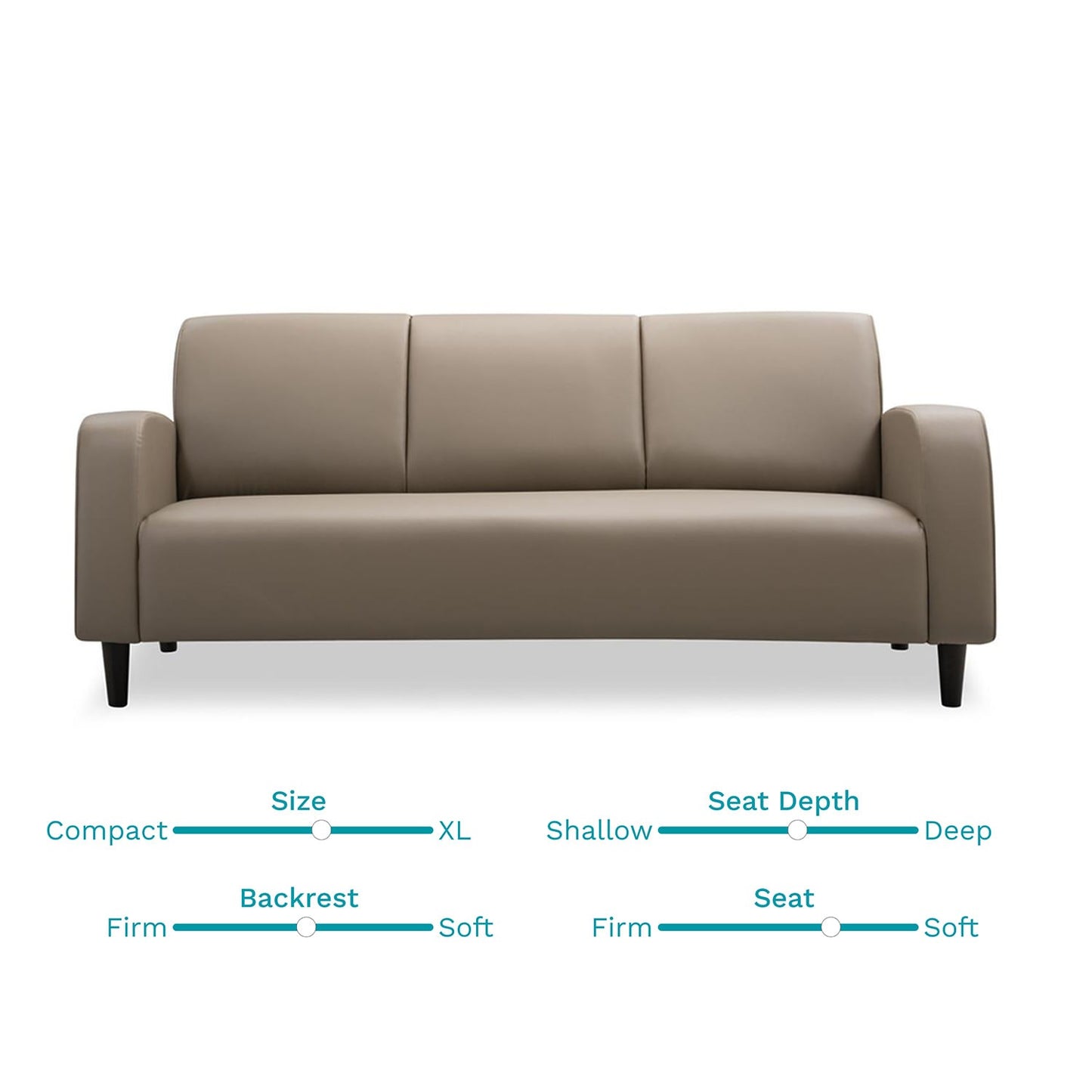 Sand Beige Leatherette 3-Seater Sofa – Modern Comfort & Elegant Design
