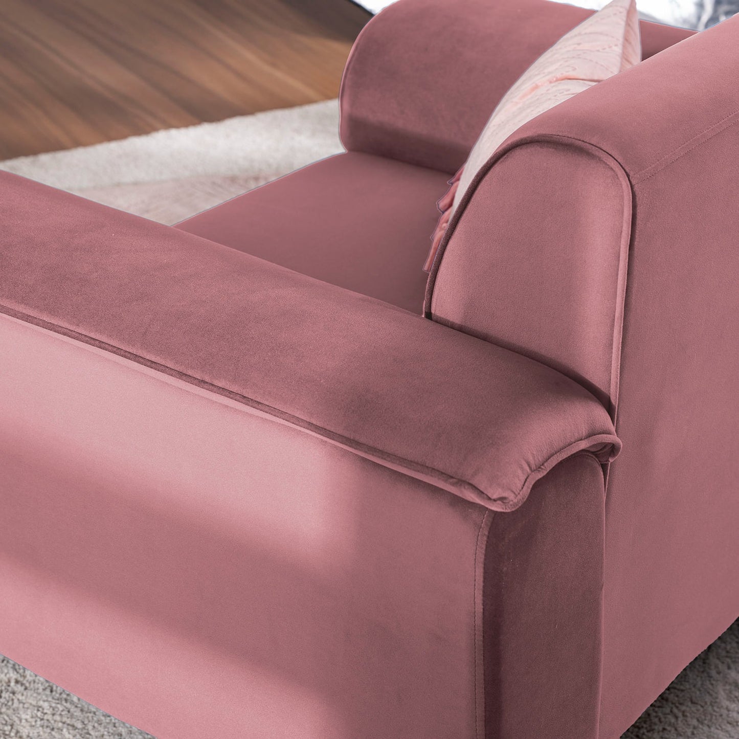 Velvet 1 Seater Sofa in Blush Pink Color