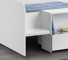 White Wooden Kids Low Sleeper Cabin Storage Bed - 3ft Single: