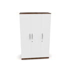 Modern 3-Door Wardrobe with White & Walnut Finish