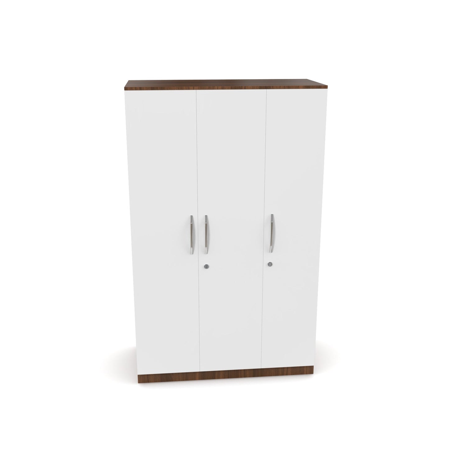 Modern 3-Door Wardrobe with White & Walnut Finish