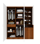 Large Wardrobe cum Dresser | Walnut and Frosty White Without Mirror