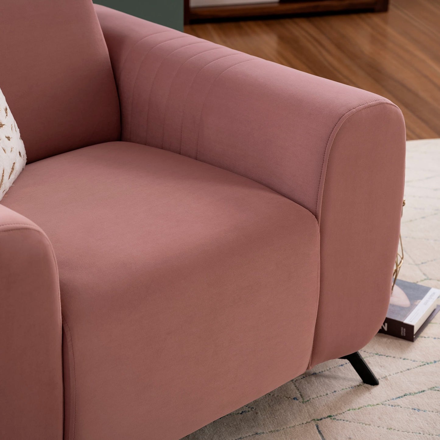 Fabric 1 Seater Sofa in Rose Blush Color